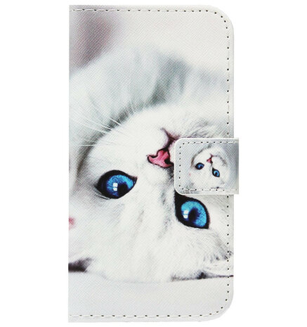 ADEL Kunstleren Book Case Portemonnee Pasjes Hoesje voor Samsung Galaxy A50(s)/ A30s - Katten Wit