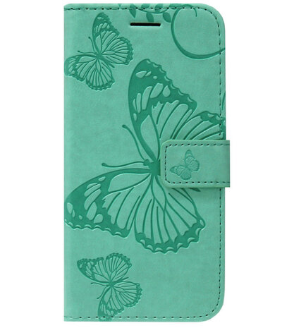 ADEL Kunstleren Book Case Portemonnee Pasjes Hoesje voor Samsung Galaxy S20 - Vlinder Groen