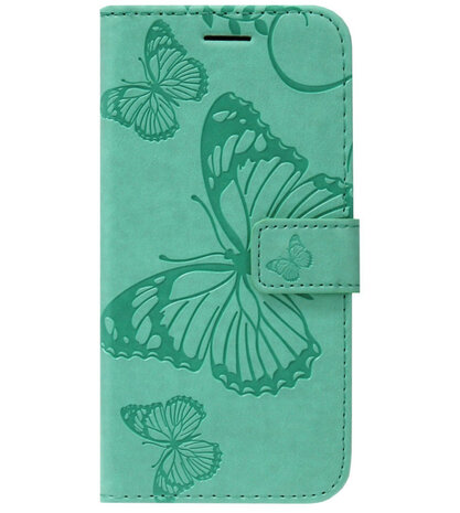 ADEL Kunstleren Book Case Portemonnee Pasjes Hoesje voor Samsung Galaxy S20 Plus - Vlinder Groen