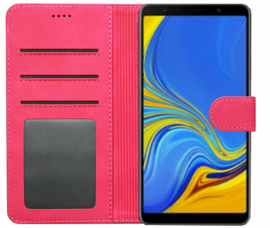 LC.IMEEKE Kunstleren Book Case Portemonnee Pasjes Hoesje voor Samsung Galaxy A8 Plus (2018) - Roze