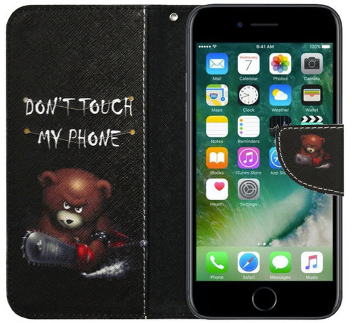 ADEL Kunstleren Book Case Portemonnee Pasjes Hoesje voor iPhone XS/ X - Don't Touch My Phone Beren