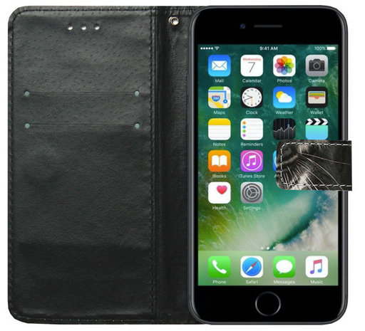 ADEL Kunstleren Book Case Portemonnee Pasjes Hoesje voor iPhone 11 - Tijger Zwart