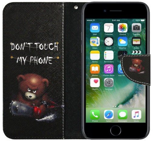 ADEL Kunstleren Book Case Portemonnee Pasjes Hoesje voor iPhone 11 Pro - Don't Touch My Phone Beren