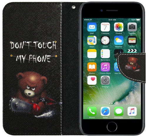 ADEL Kunstleren Book Case Portemonnee Pasjes Hoesje voor iPhone 11 Pro Max - Don't Touch My Phone Beren