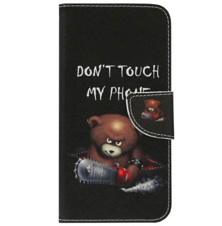 ADEL Kunstleren Book Case Portemonnee Pasjes Hoesje voor Samsung Galaxy A6 Plus (2018) - Don't Touch My Phone Beren