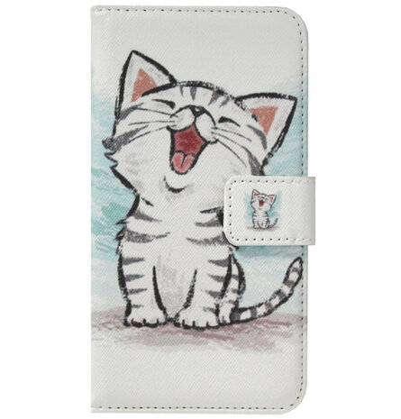 ADEL Kunstleren Book Case Portemonnee Pasjes Hoesje voor Samsung Galaxy A9 (2018) - Katten Wit