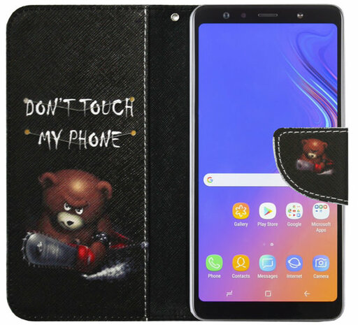 ADEL Kunstleren Book Case Portemonnee Pasjes Hoesje voor Samsung Galaxy A9 (2018) - Don't Touch My Phone Beren