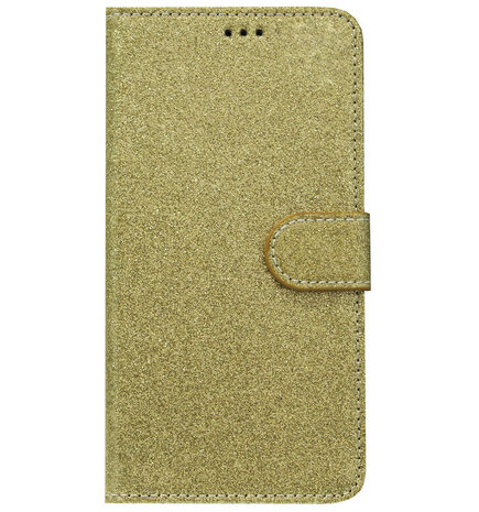 ADEL Kunstleren Book Case Portemonnee Pasjes Hoesje voor Samsung Galaxy A9 (2018) - Bling Bling Glitter Goud