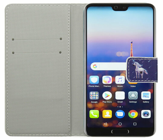 ADEL Kunstleren Book Case Portemonnee Pasjes Hoesje voor Huawei P30 Lite - Paarden Eenhoorn