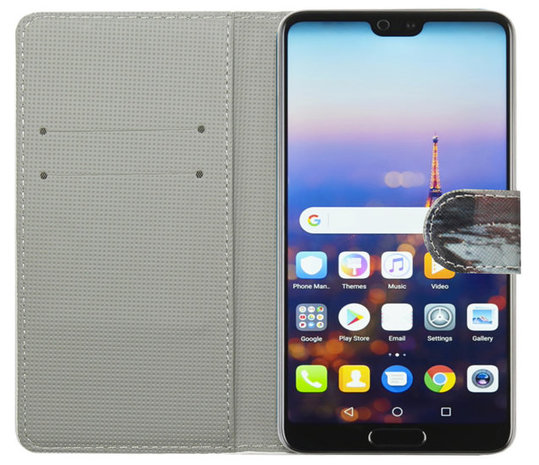 ADEL Kunstleren Book Case Portemonnee Pasjes Hoesje voor Huawei P30 Lite - Poezen Schaduw Tijger