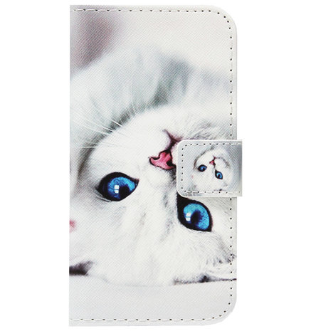 ADEL Kunstleren Book Case Portemonnee Pasjes Hoesje voor Huawei P20 Pro - Katten Wit