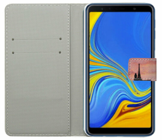 ADEL Kunstleren Book Case Pasjes Portemonnee Hoesje voor Samsung Galaxy A8 Plus (2018) - Parijs Eiffeltoren