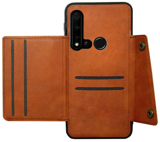 ADEL Kunstleren Back Cover Pasjes Hoesje voor Huawei P20 Lite (2019) - Bruin