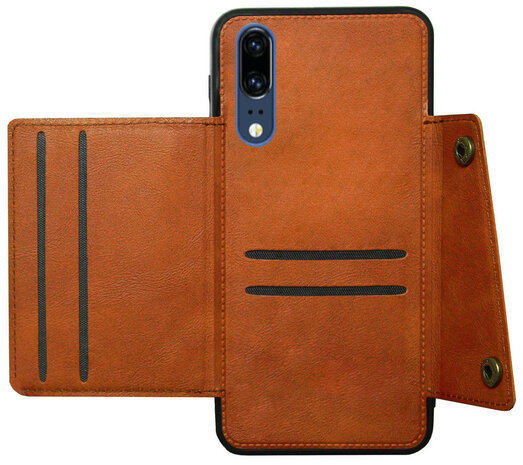 ADEL Kunstleren Back Cover Pasjeshouder Hoesje voor Huawei P20 - Bruin