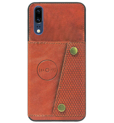 ADEL Kunstleren Back Cover Pasjeshouder Hoesje voor Huawei P20 - Bruin