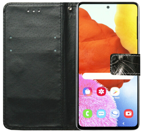 ADEL Kunstleren Book Case Pasjes Portemonnee Hoesje voor Samsung Galaxy A31 - Tijger Zwart