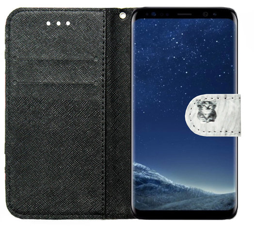 ADEL Kunstleren Book Case Pasjes Portemonnee Hoesje voor Samsung Galaxy S10 - Kat