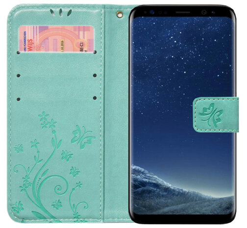 ADEL Kunstleren Book Case Pasjes Portemonnee Hoesje voor Samsung Galaxy S10 - Vlinder Groen