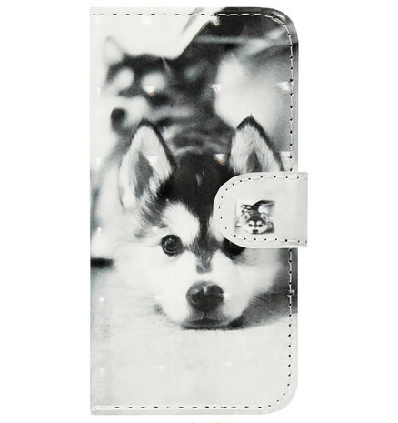 ADEL Kunstleren Book Case Pasjes Portemonnee Hoesje voor Samsung Galaxy J7 (2015) - Hond Liggend