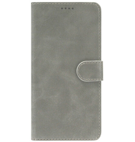 LC.IMEEKE Kunstleren Book Case Portemonnee Pasjes Hoesje voor iPhone 12 (Pro) - Grijs