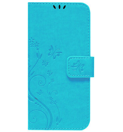 ADEL Kunstleren Book Case Pasjes Portemonnee Hoesje voor Samsung Galaxy S21 Ultra - Vlinder Blauw