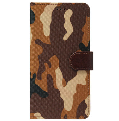 ADEL Kunstleren Book Case Pasjes Portemonnee Hoesje voor Samsung Galaxy A12/ M12 - Camouflage Bruin