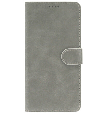 LC.IMEEKE Kunstleren Book Case Portemonnee Pasjes Hoesje voor Samsung Galaxy A12/ M12 - Grijs