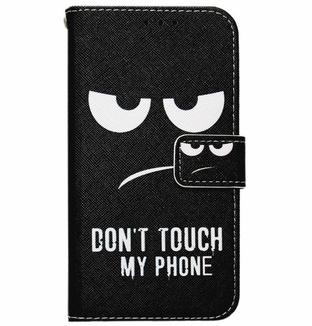 ADEL Kunstleren Book Case Pasjes Portemonnee Hoesje voor Samsung Galaxy A12/ M12 - Don't Touch My Phone