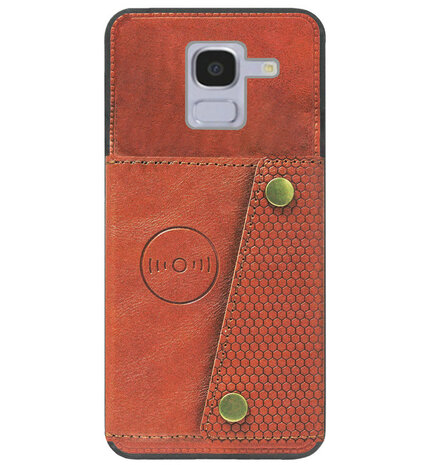 ADEL Kunstleren Back Cover Pasjeshouder Hoesje voor Samsung Galaxy J6 Plus (2018) - Bruin