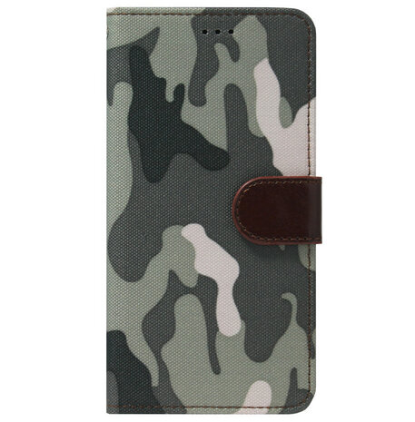 ADEL Kunstleren Book Case Pasjes Portemonnee Hoesje voor Samsung Galaxy J6 Plus (2018) - Camouflage Grijs