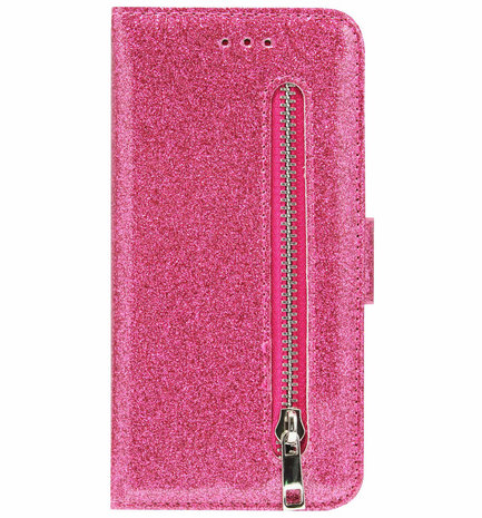 ADEL Kunstleren Book Case Pasjes Portemonnee Hoesje voor Samsung Galaxy Note 8 - Bling Bling Glitter Roze