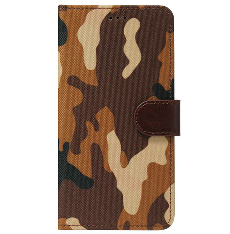 ADEL Kunstleren Book Case Pasjes Portemonnee Hoesje voor iPhone 13 Pro - Camouflage Bruin