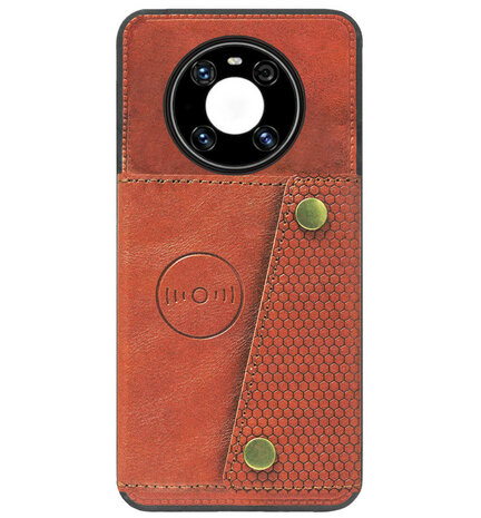 ADEL Kunstleren Back Cover Pasjeshouder Hoesje voor Huawei Mate 40 Pro - Bruin