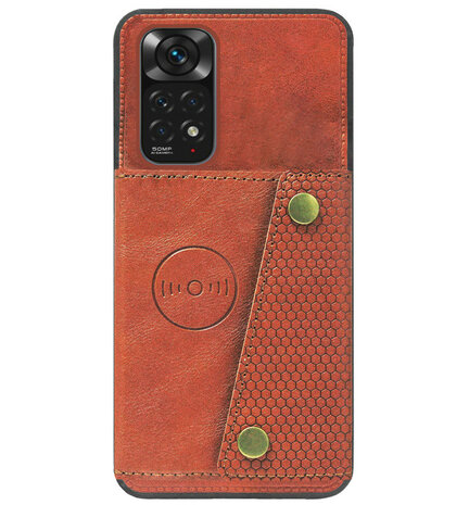 ADEL Kunstleren Back Cover Pasjeshouder Hoesje voor Xiaomi Redmi Note 11s/ 11 - Bruin