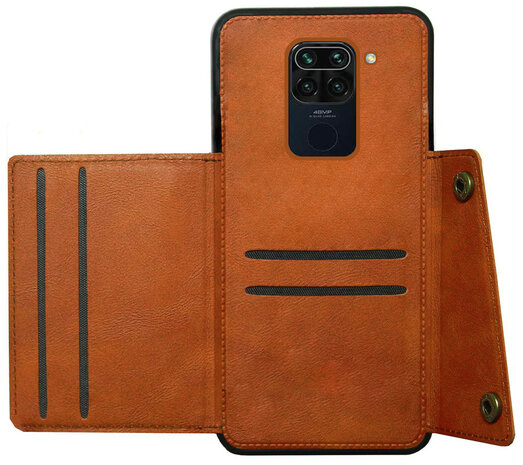ADEL Kunstleren Back Cover Pasjeshouder Hoesje voor Xiaomi Redmi Note 9 - Bruin