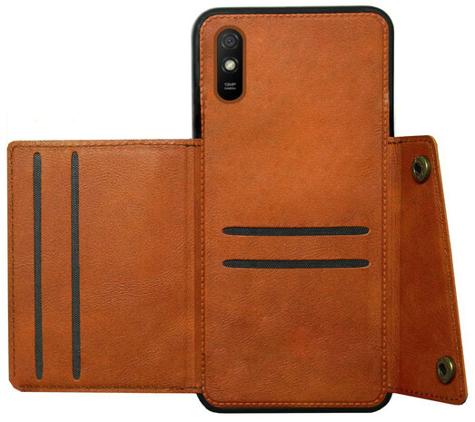 ADEL Kunstleren Back Cover Pasjeshouder Hoesje voor Xiaomi Redmi 9A - Bruin