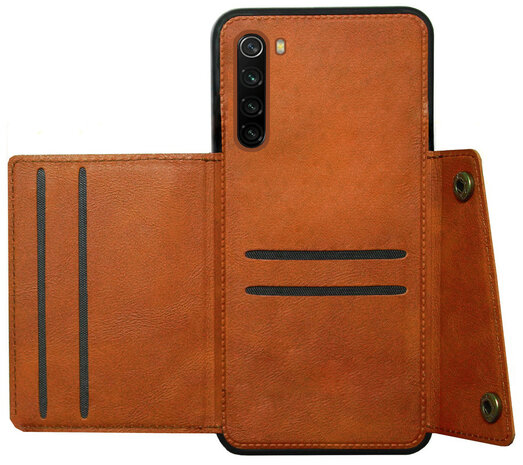 ADEL Kunstleren Back Cover Pasjeshouder Hoesje voor Xiaomi Redmi Note 8T - Bruin