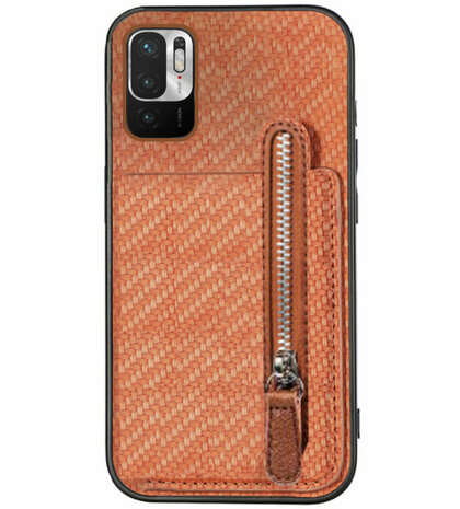 ADEL Kunstleren Back Cover Pasjeshouder Portemonnee Hoesje voor Xiaomi Redmi Note 10 (5G) - Bruin