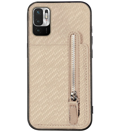 ADEL Kunstleren Back Cover Pasjeshouder Portemonnee Hoesje voor Xiaomi Redmi Note 10 (5G) - Kaki Geelbruin