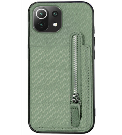 ADEL Kunstleren Back Cover Pasjeshouder Portemonnee Hoesje voor Xiaomi Mi 11 Lite (5G/ 4G)/ 11 Lite 5G NE - Groen
