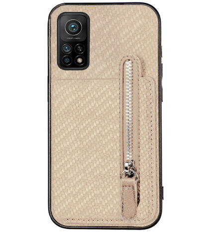 ADEL Kunstleren Back Cover Pasjeshouder Portemonnee Hoesje voor Xiaomi Mi 10T (Pro) - Kaki Geelbruin