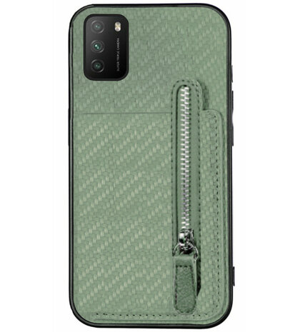 ADEL Kunstleren Back Cover Pasjeshouder Portemonnee Hoesje voor Xiaomi Poco M3 - Groen