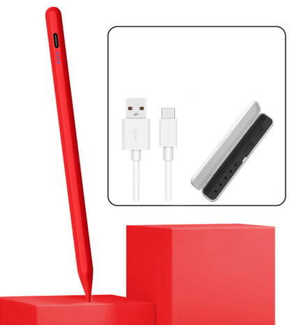 ADEL Oplaadbare Stylus Touchscreen-pen Draadloos Universeel Met Opbergcase - Rood