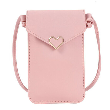 ADEL Telefoontasje Pasjeshouder Hartje Crossbody Universeel - Roze