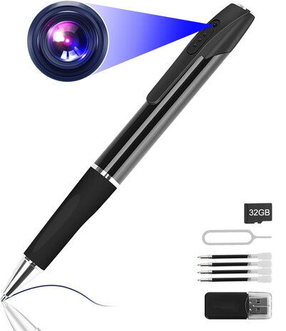 Afluister Pen met Camera en Voice Recorder incl. inkt vullingen - Afluisterapparatuur - Verborgen Camera op Afstand - Dictafoon - Spy Recorder met Full HD 1080P Beeldkwaliteit en 32GB SD kaart
