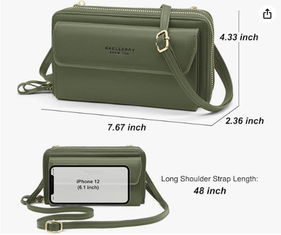 Telefoontasje Universeel met Crossbody Schouderband voor Vrije Handen - Stevig Portemonnee Telefoon Tasje met Veel Opbergruimte - Telefoontasjes voor Dames - Geschikt voor o.a. iPhone, Samsung, Honor, Google Pixel, Lenovo en Xiaomi - Groen
