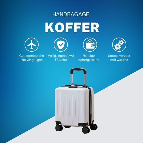 ADEL Handbagage Koffer 40x30x20 cm met Wielen Ideaal in het Vliegtuig - Waterafstotende Trolley met Handige Opbergvakken en TSA Slot voor Zorgeloos Reizen