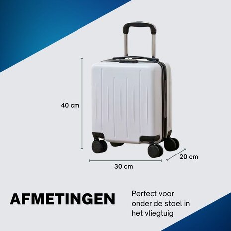 ADEL Handbagage Koffer 40x30x20 cm met Wielen Ideaal in het Vliegtuig - Waterafstotende Trolley met Handige Opbergvakken en TSA Slot voor Zorgeloos Reizen