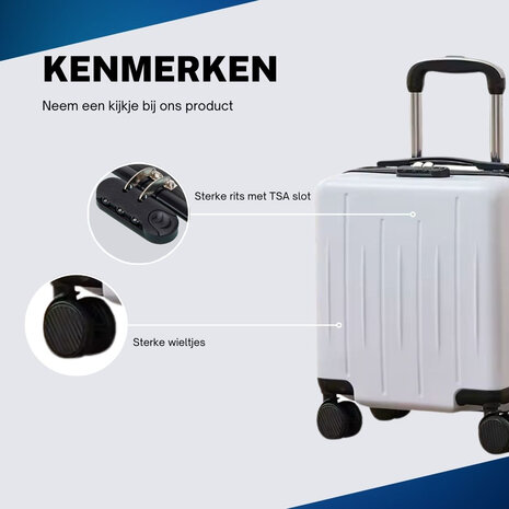 ADEL Handbagage Koffer 40x30x20 cm met Wielen Ideaal in het Vliegtuig - Waterafstotende Trolley met Handige Opbergvakken en TSA Slot voor Zorgeloos Reizen