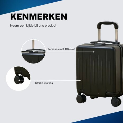 Handbagage Koffer 40x30x20 cm met Wielen Ideaal in het Vliegtuig - Waterafstotende Trolley met Handige Opbergvakken en TSA Slot voor Zorgeloos Reizen